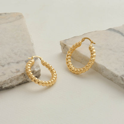 Rope Hoop Earrings in Gold