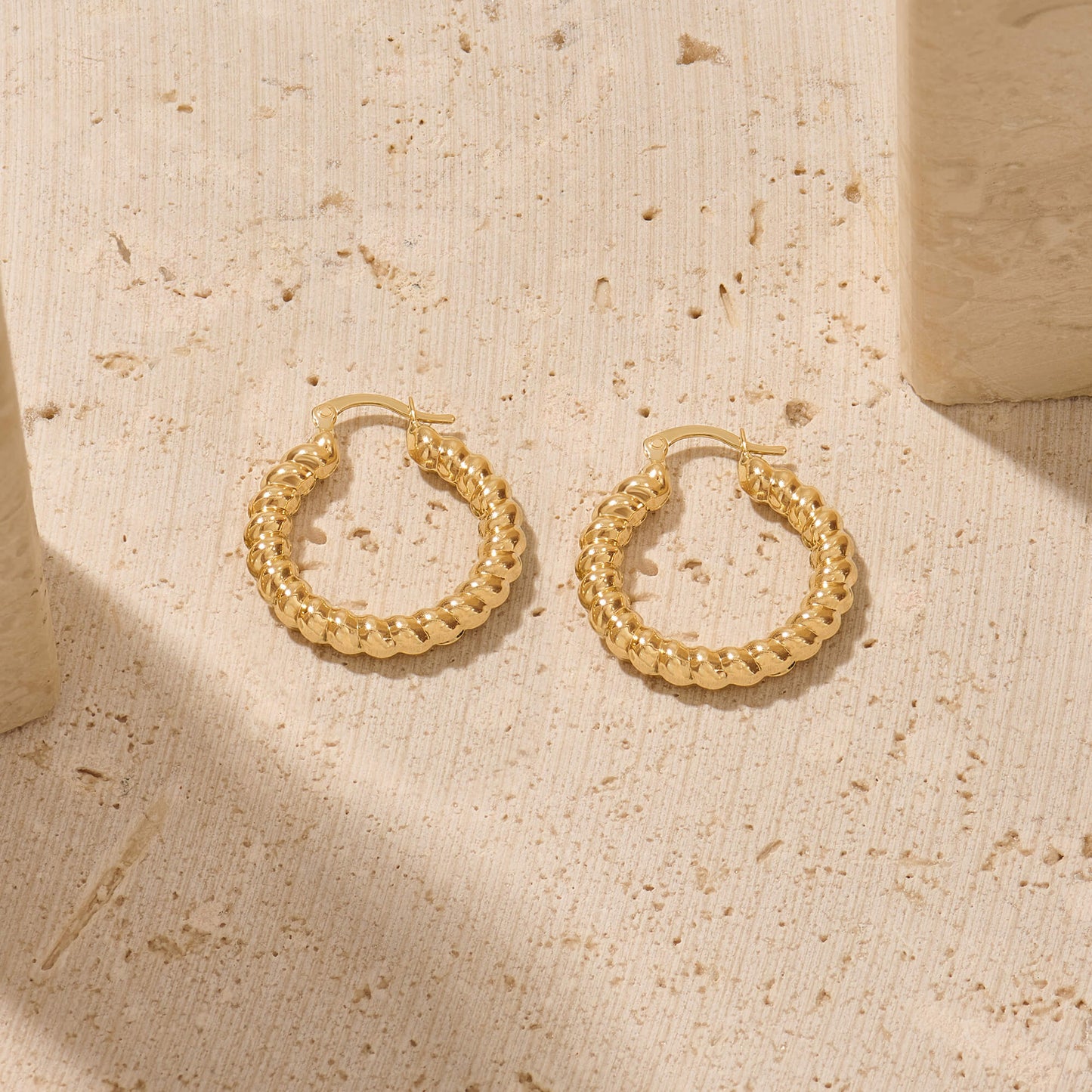 Rope Hoop Earrings in Gold