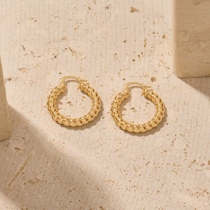 Rope Hoop Earrings in Gold