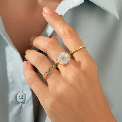 Round Mosaic Ring in Gold