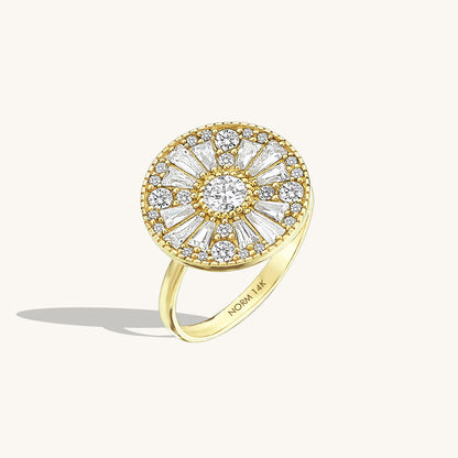 Round Mosaic Ring in Gold