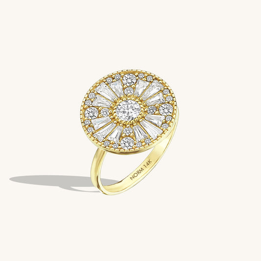 Round Mosaic Ring in Gold