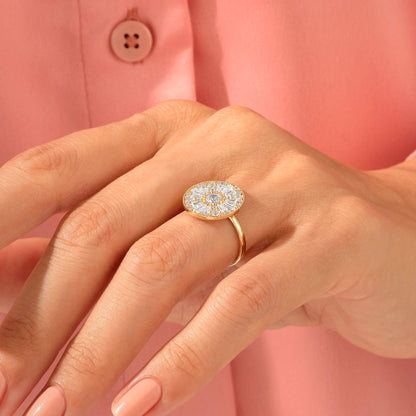 Round Mosaic Ring in Gold