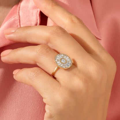 Round Mosaic Ring in Gold