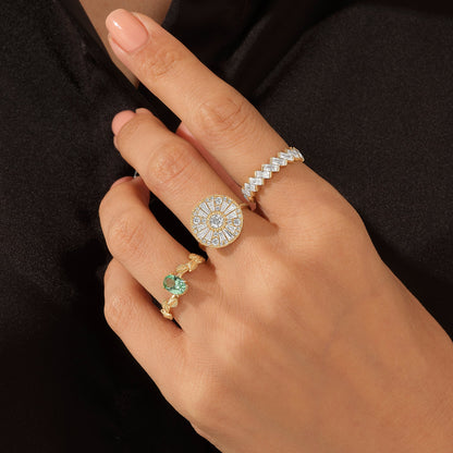 Round Mosaic Ring in Gold