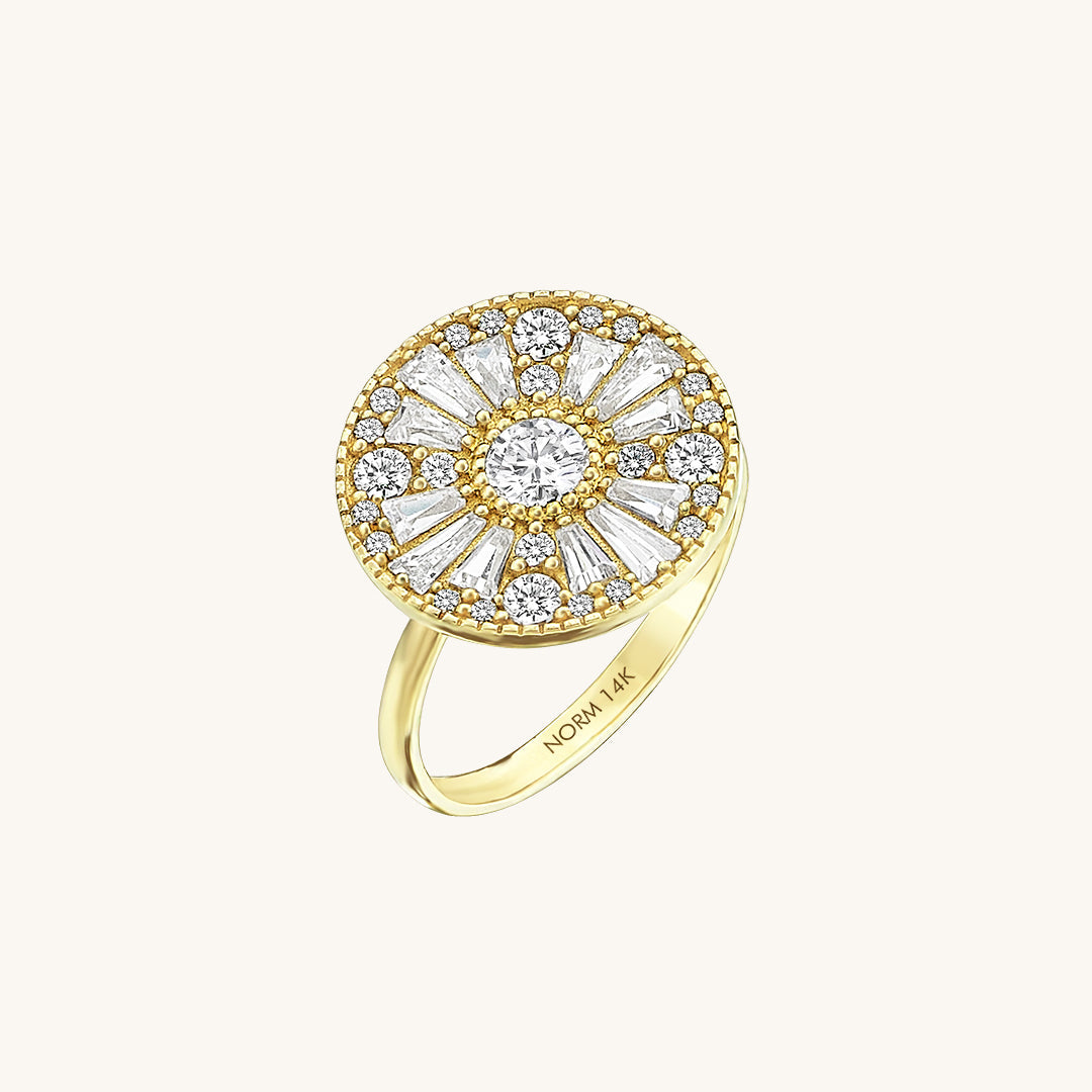 Round Mosaic Ring in Gold