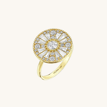 Round Mosaic Ring in Gold