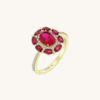 Ruby Floral Ring in Gold