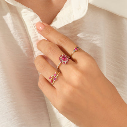 Ruby Floral Ring in Gold