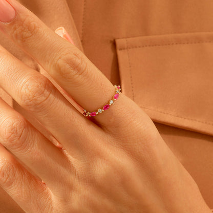 Ruby Marquise Band Ring in Gold