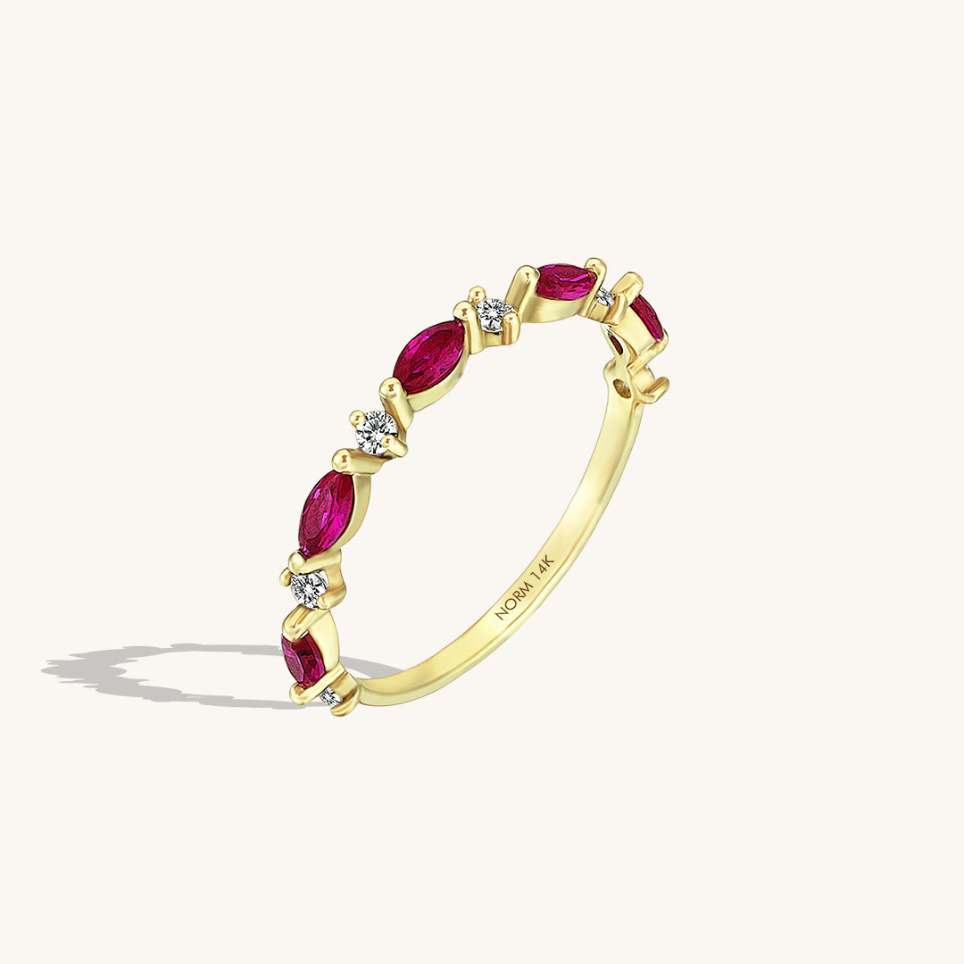 Ruby Marquise Band Ring in Gold