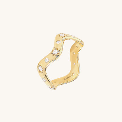 Star Pave Wave Ring in Gold