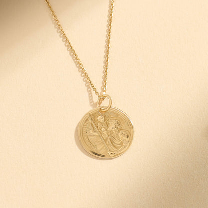Saint Christopher Coin Necklace in Gold