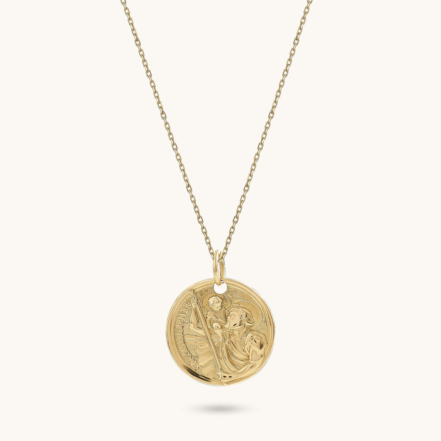 Saint Christopher Coin Necklace in Gold