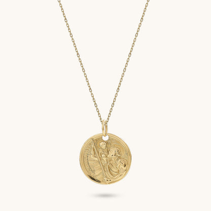 Saint Christopher Coin Necklace in Gold