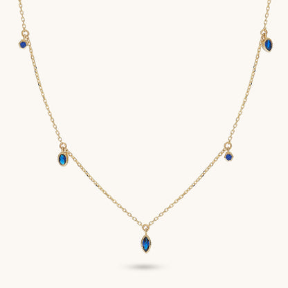Sapphire Bezel Station Necklace in Gold