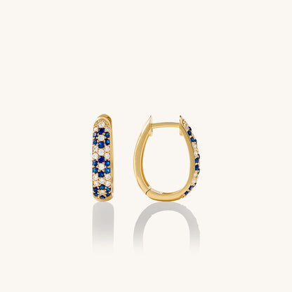 Sapphire Daisy Flower Huggie Earrings in Gold