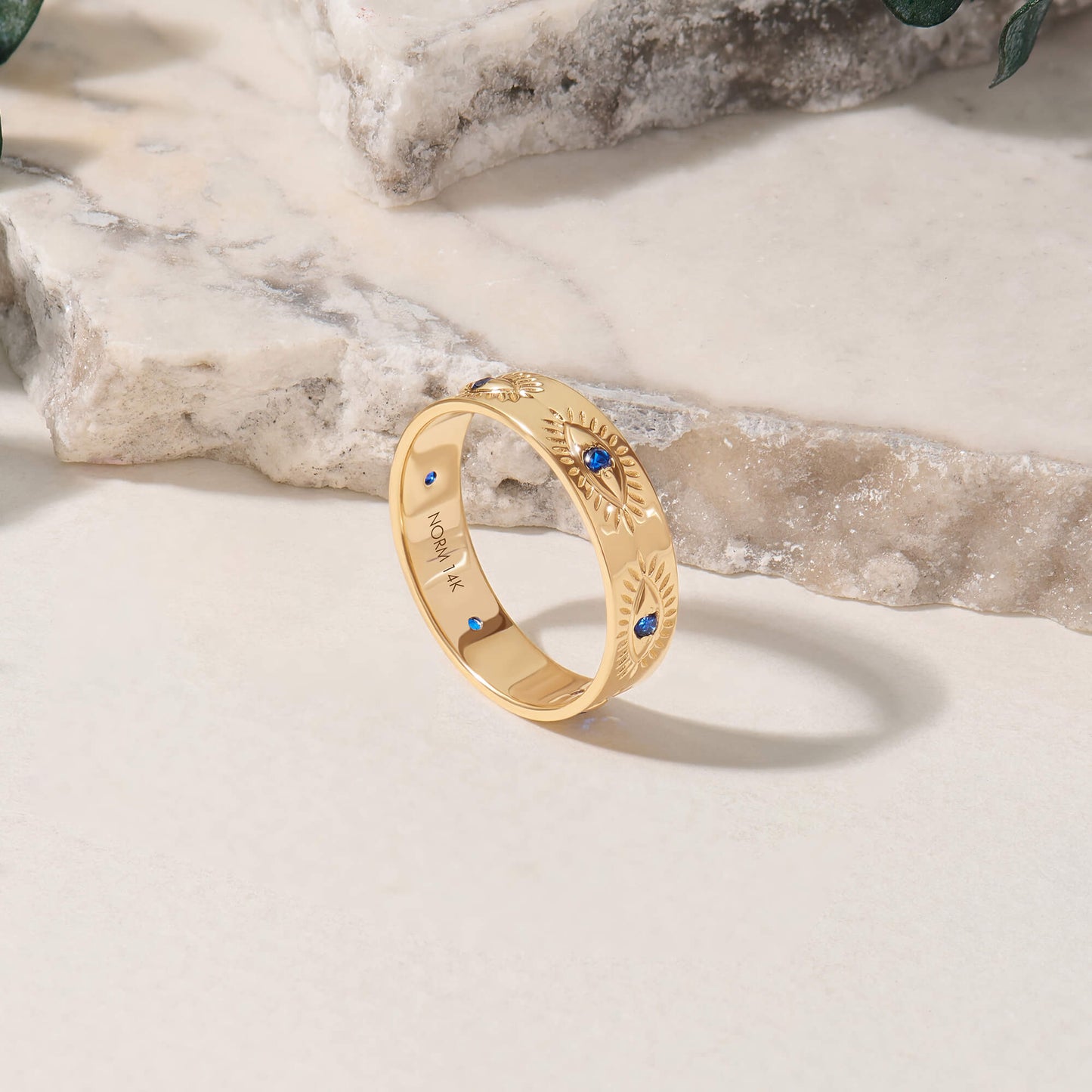 Sapphire Evil Eye Band Ring in Gold