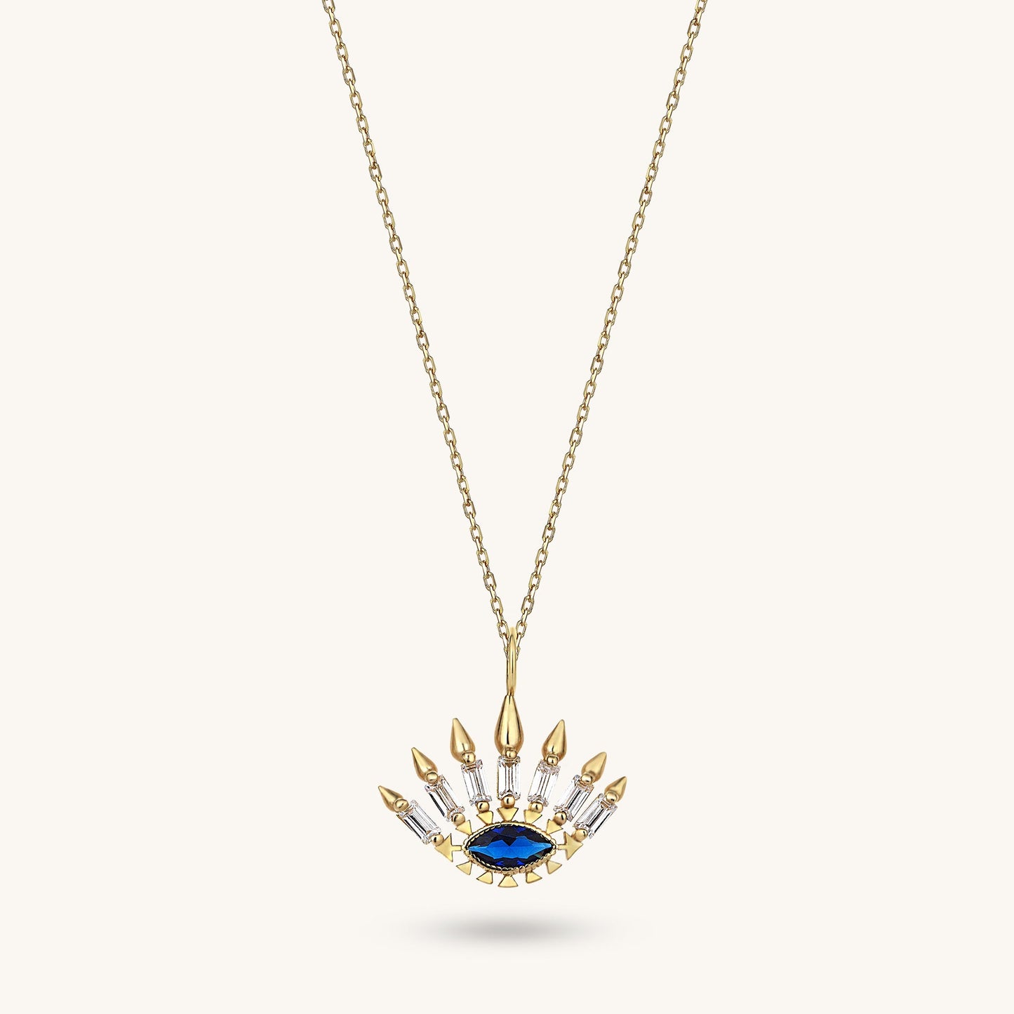 Sapphire Evil Eye Necklace in Gold