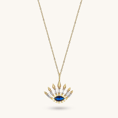 Sapphire Evil Eye Necklace in Gold
