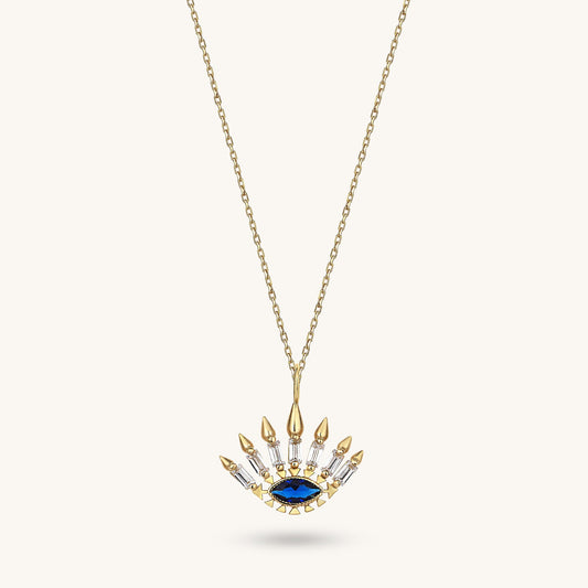 Sapphire Evil Eye Necklace in Gold