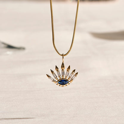 Sapphire Evil Eye Necklace in Gold