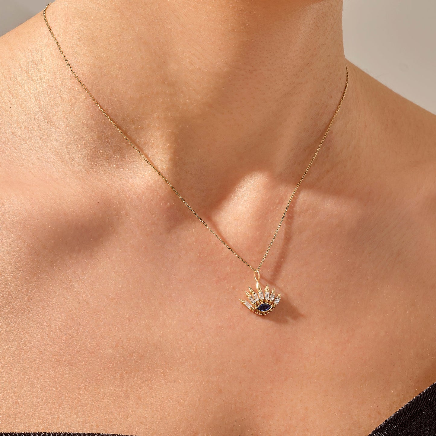 Sapphire Evil Eye Necklace in Gold