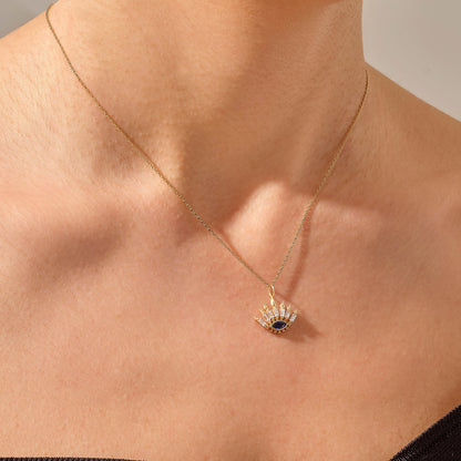 Sapphire Evil Eye Necklace in Gold