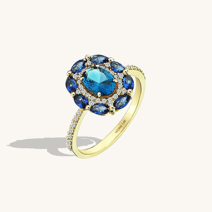 Sapphire Floral Ring in Gold