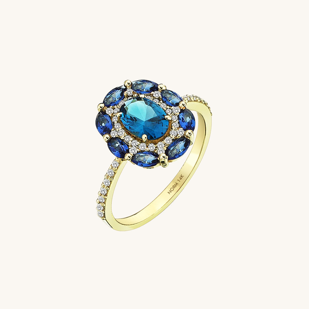 Sapphire Floral Ring in Gold