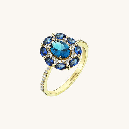 Sapphire Floral Ring in Gold