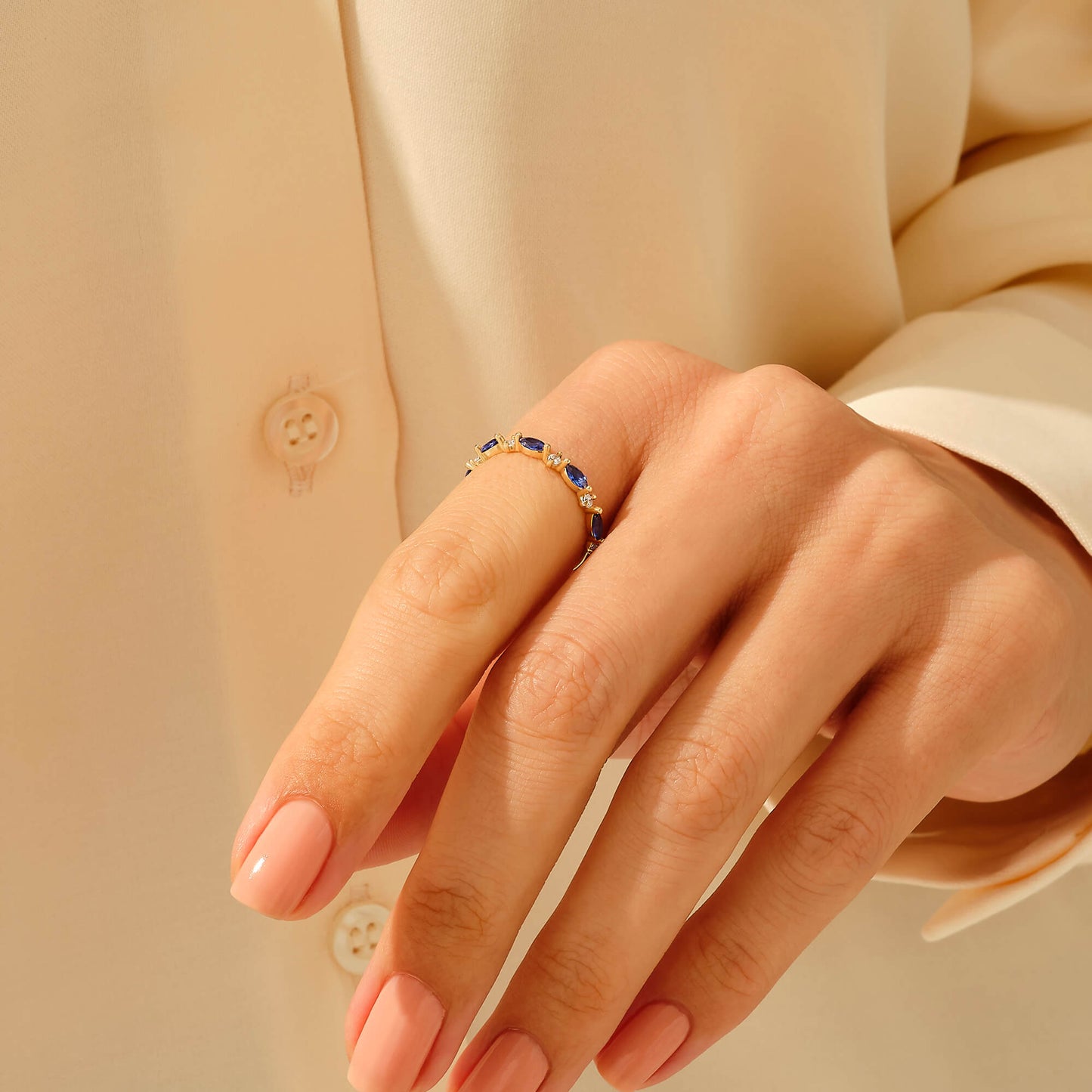 Sapphire Marquise Band Ring in Gold