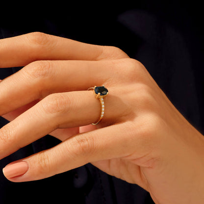 Sapphire Oval Solitaire Ring in Gold