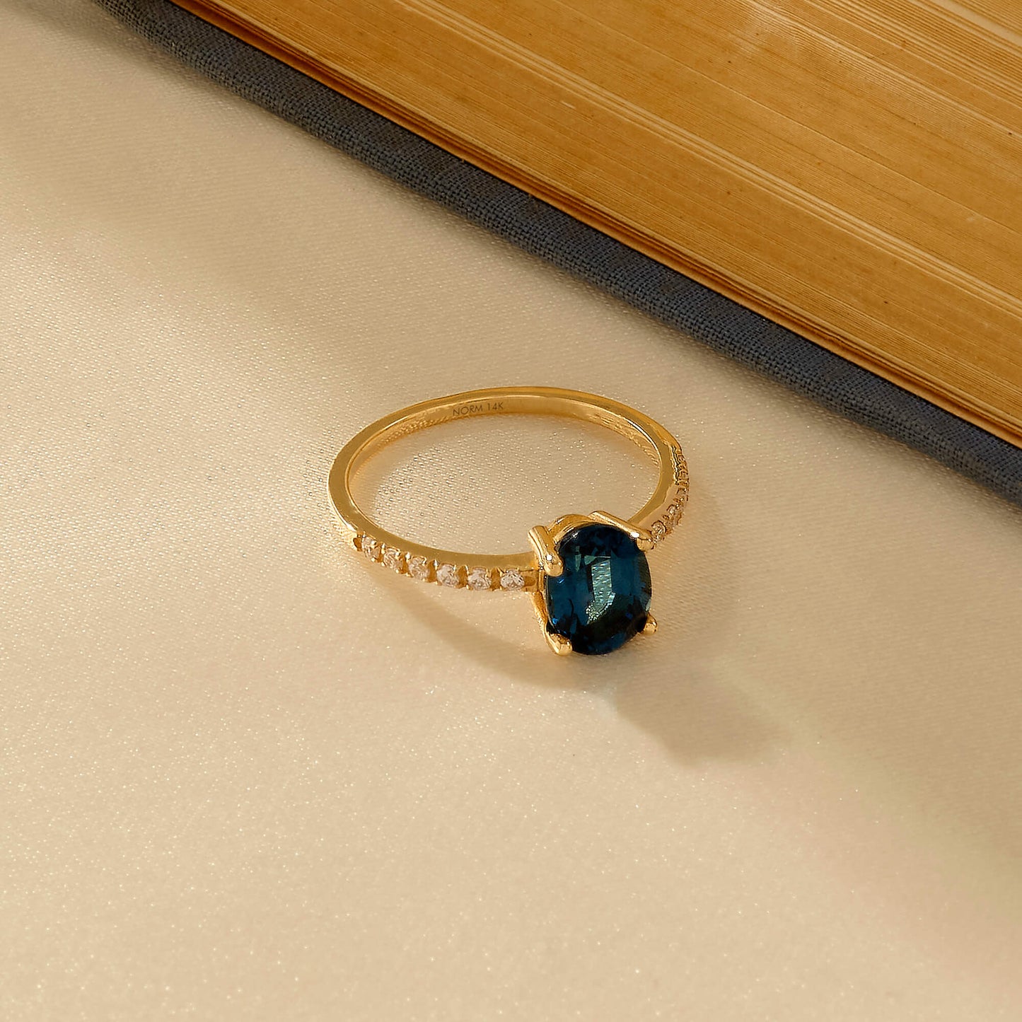 Sapphire Oval Solitaire Ring in Gold