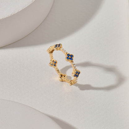 Sapphire Shamrock Stacking Ring in Gold