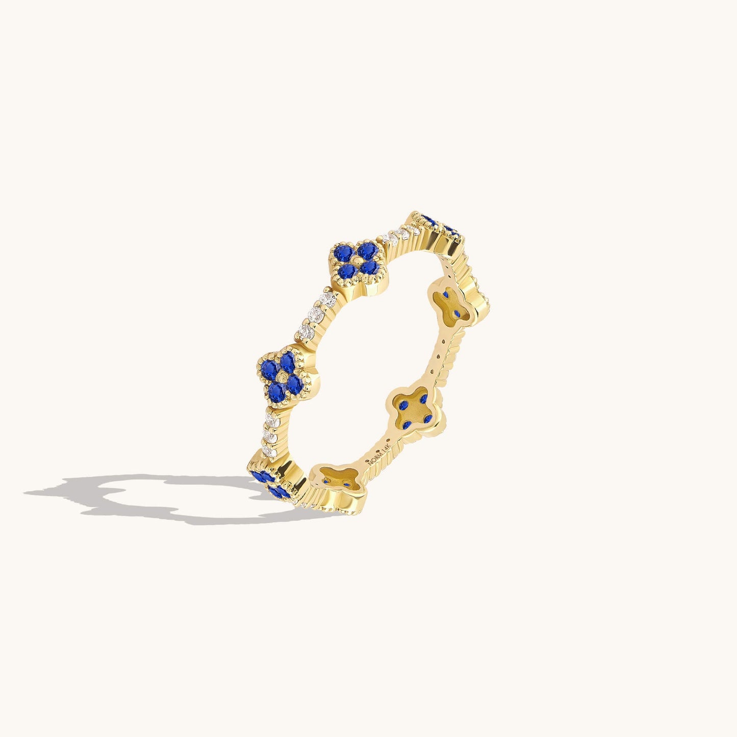 Sapphire Shamrock Stacking Ring in Gold