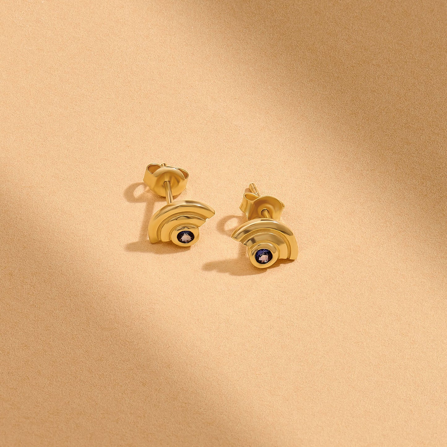Sapphire Staircase Stud Earrings in Gold