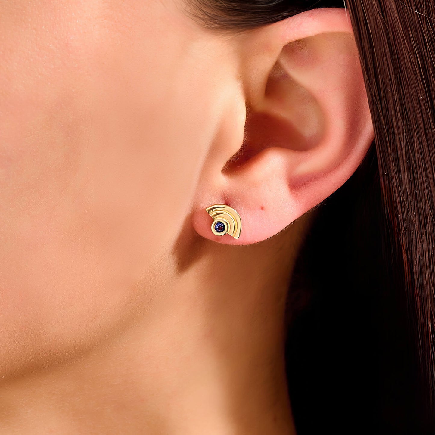Sapphire Staircase Stud Earrings in Gold