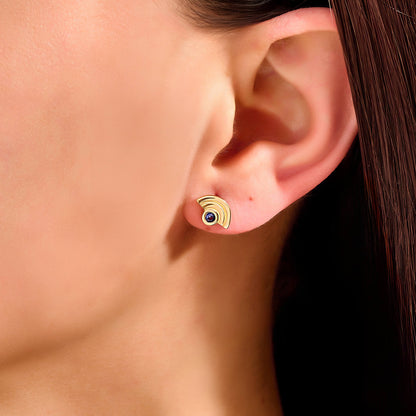 Sapphire Staircase Stud Earrings in Gold