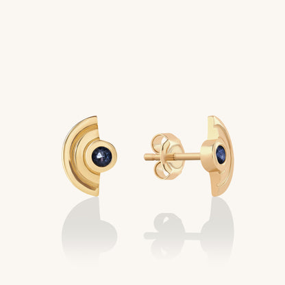 Sapphire Staircase Stud Earrings in Gold