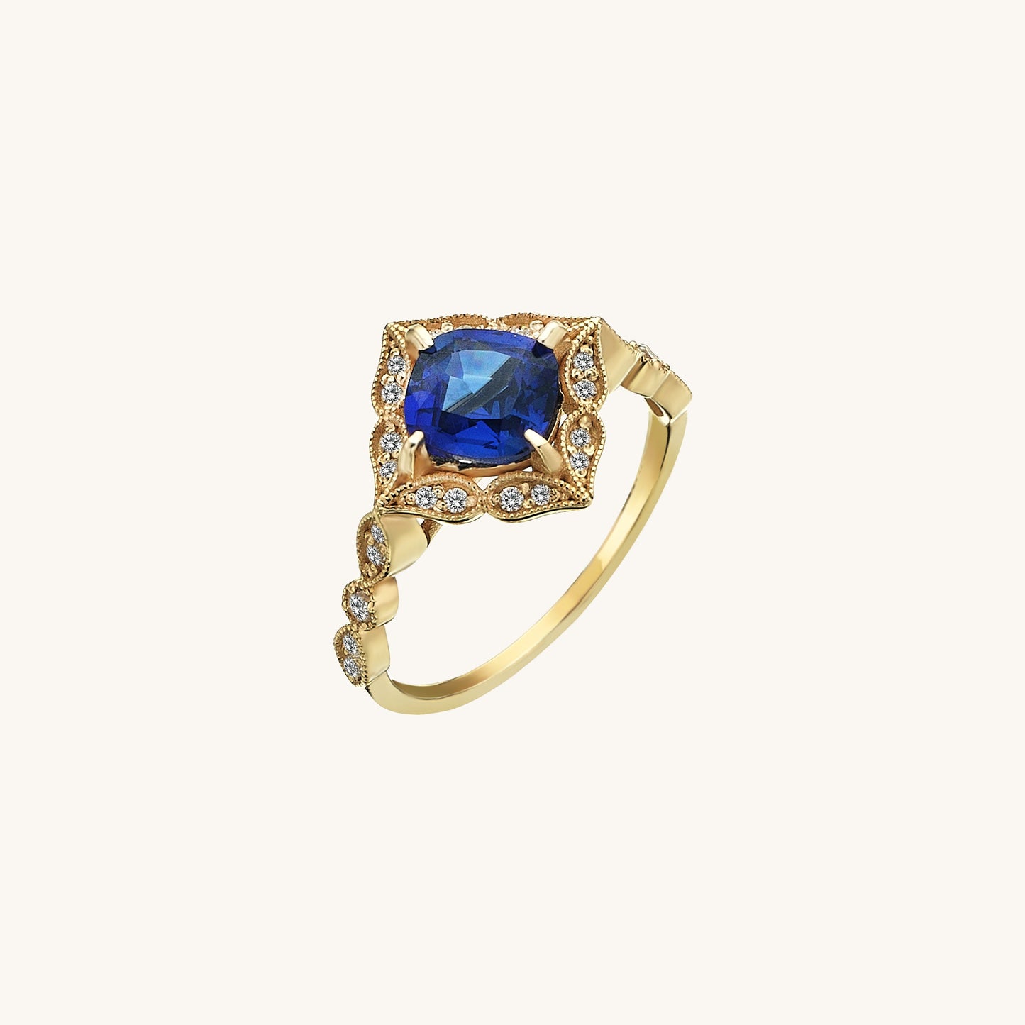Sapphire Vintage Engagement Ring in Gold