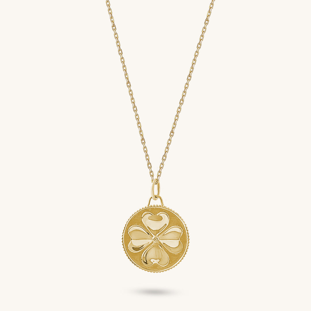 Shamrock Coin Necklace in Gold