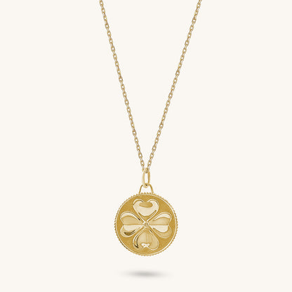 Shamrock Coin Necklace in Gold