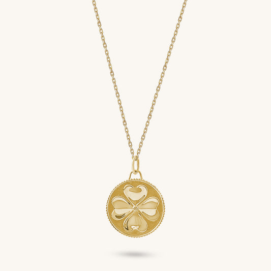 Shamrock Coin Necklace in Gold