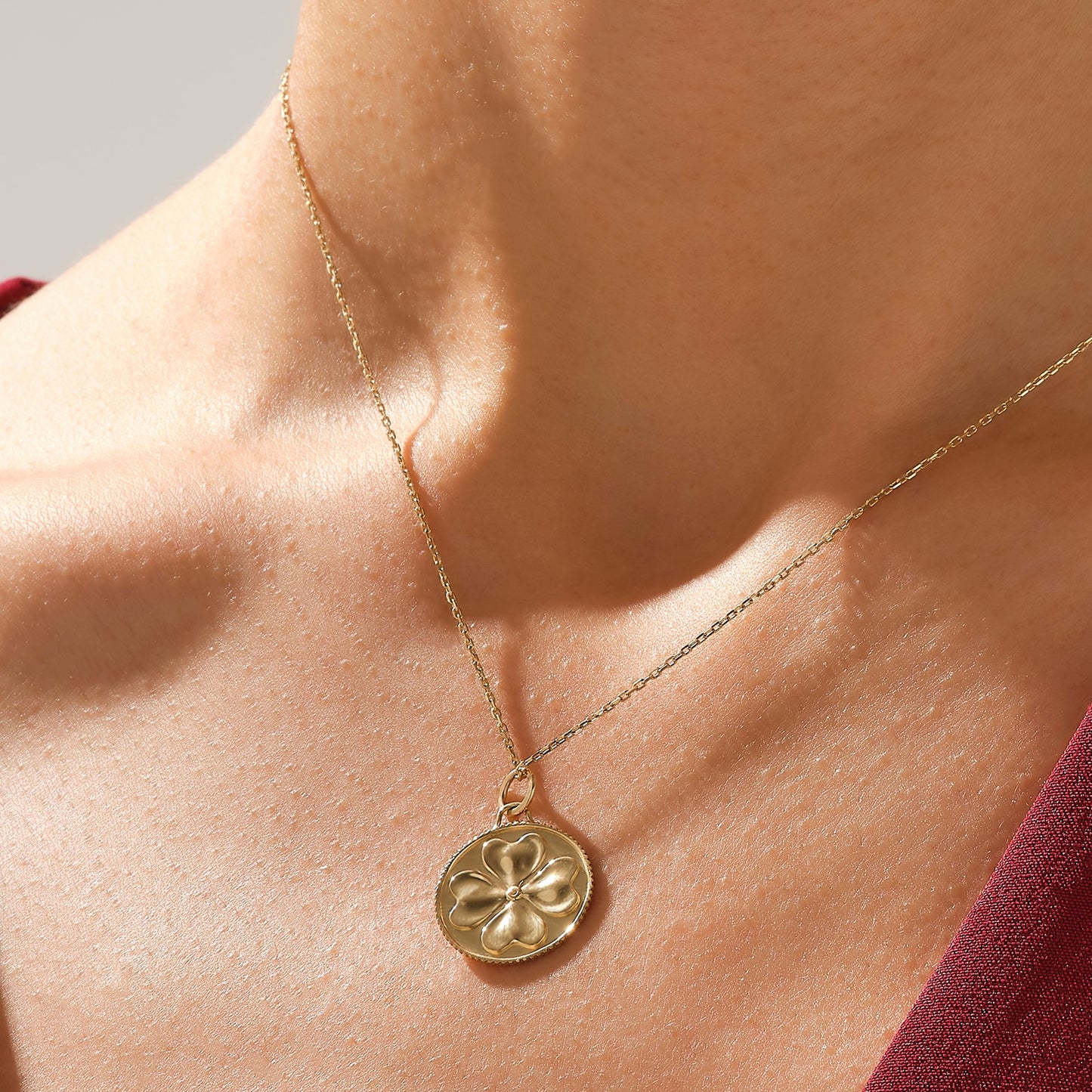 Shamrock Coin Necklace in Gold