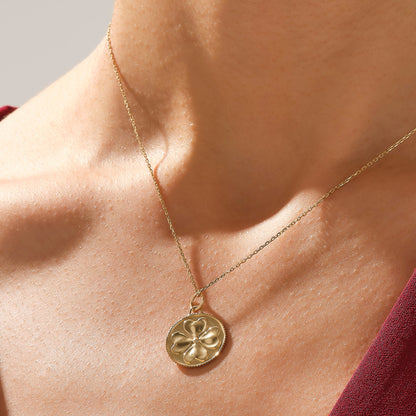 Shamrock Coin Necklace in Gold
