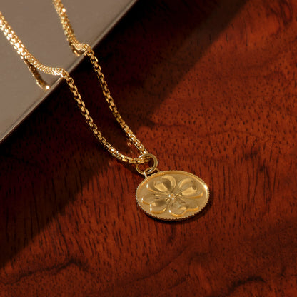 Shamrock Coin Necklace in Gold