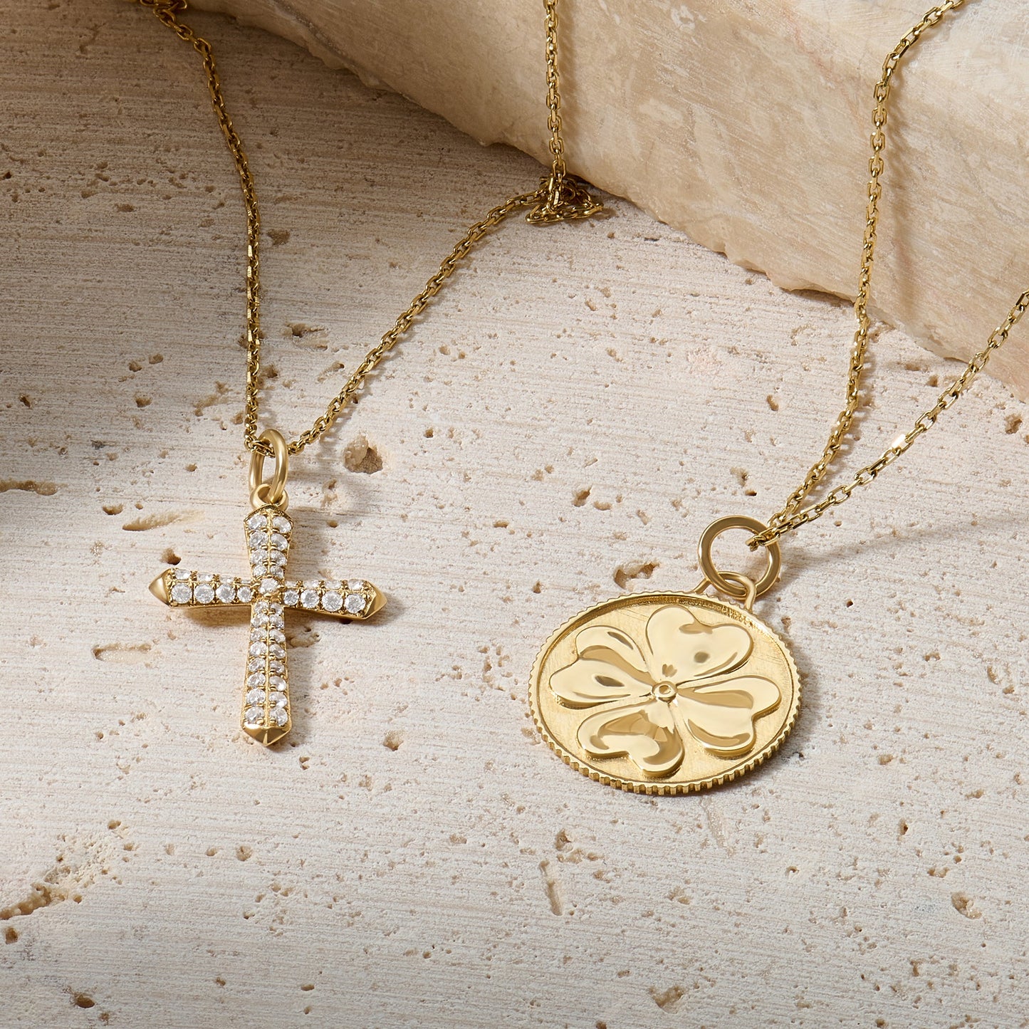 Shamrock Coin Necklace in Gold