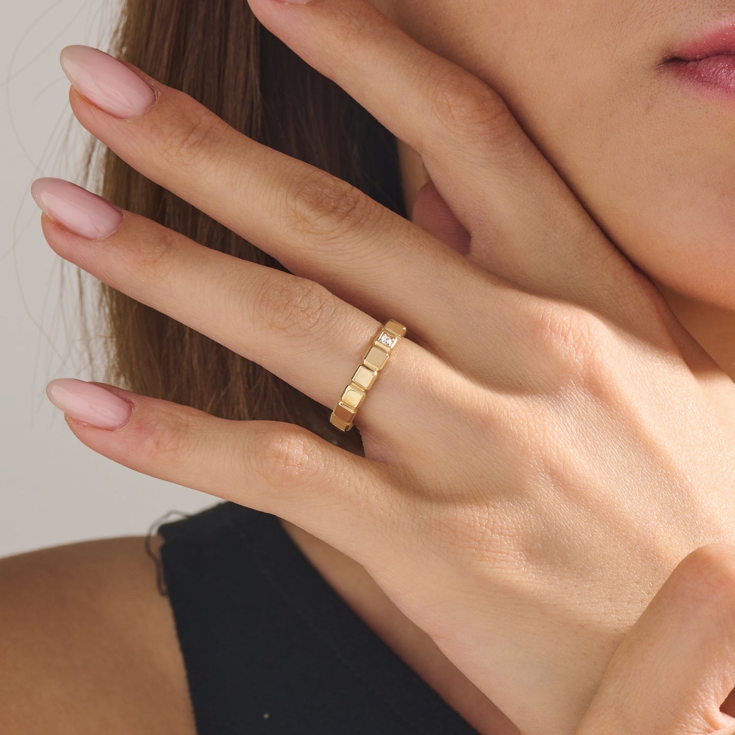 Solitaire Ice Cube Ring in Gold