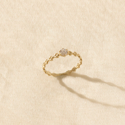 Diamond Solitaire Vine Ring in Gold